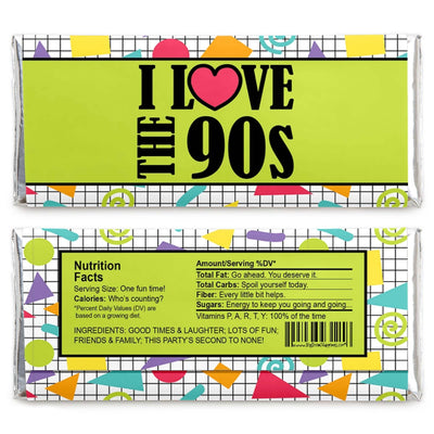 90's Throwback - Candy Bar Wrapper 1990s Party Favors - Set of 24