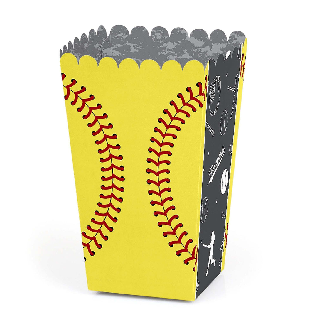 Grand Slam - Fastpitch Softball - Birthday Party or Baby Shower Favor Popcorn Treat Boxes - Set of 12