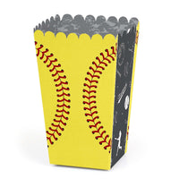 Grand Slam - Fastpitch Softball - Birthday Party or Baby Shower Favor Popcorn Treat Boxes - Set of 12