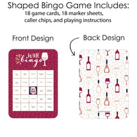 But First, Wine - Bingo Cards and Markers - Wine Tasting Party Shaped Bingo Game - Set of 18