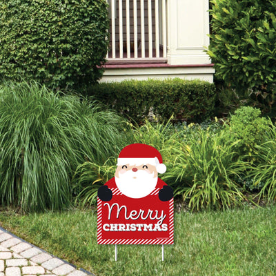 Jolly Santa Claus Merry Christmas - Outdoor Lawn Sign - Christmas Party Yard Sign - 1 Piece