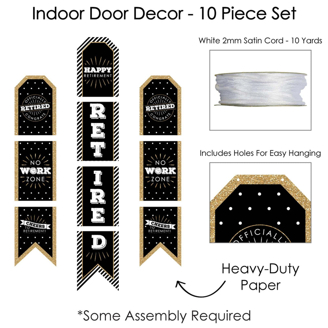 Happy Retirement - Hanging Vertical Paper Door Banners - Retirement Party Wall Decoration Kit - Indoor Door Decor