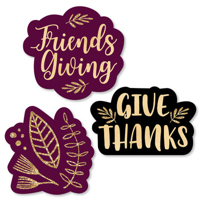 Elegant Thankful for Friends - DIY Shaped Friendsgiving Thanksgiving Party Cut-Outs - 24 ct