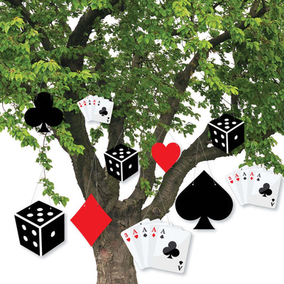 Hanging Las Vegas - Outdoor Casino Party Hanging Porch and Tree Yard Decorations - 10 Pieces
