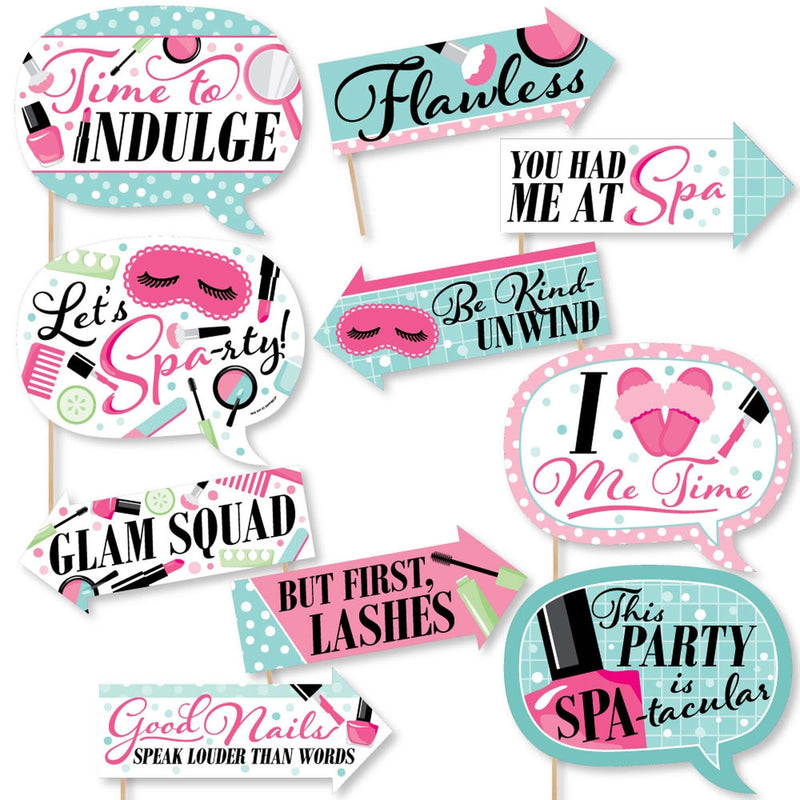 Funny Spa Day - Girls Makeup Party Photo Booth Props Kit - 10 Piece
