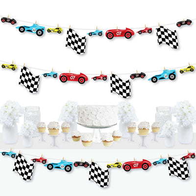 Let's Go Racing - Racecar - Race Car Birthday Party or Baby Shower DIY Decorations - Clothespin Garland Banner - 44 Pieces