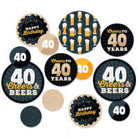 Cheers and Beers to 40 Years - 40th Birthday Party Giant Circle Confetti - Party Decorations - Large Confetti 27 Count