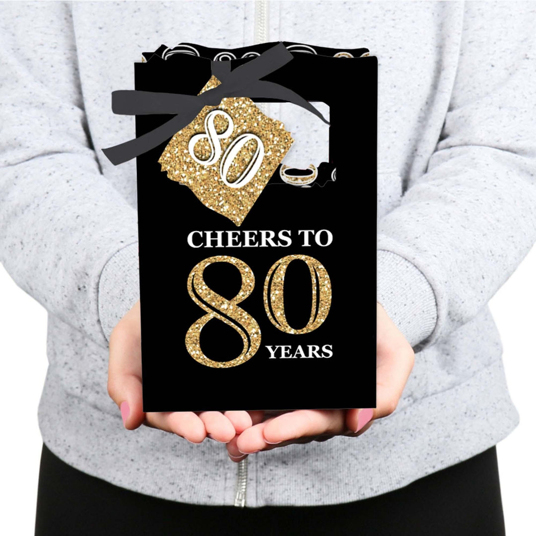 Adult 80th Birthday - Gold - Birthday Party Favor Boxes - Set of 12