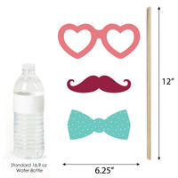 Colorful Floral Happy Mother's Day - We Love Mom Party Photo Booth Props Kit - 20 Count