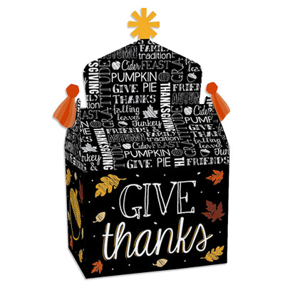 Give Thanks - Treat Box Party Favors - Thanksgiving Party Goodie Gable Boxes - Set of 12
