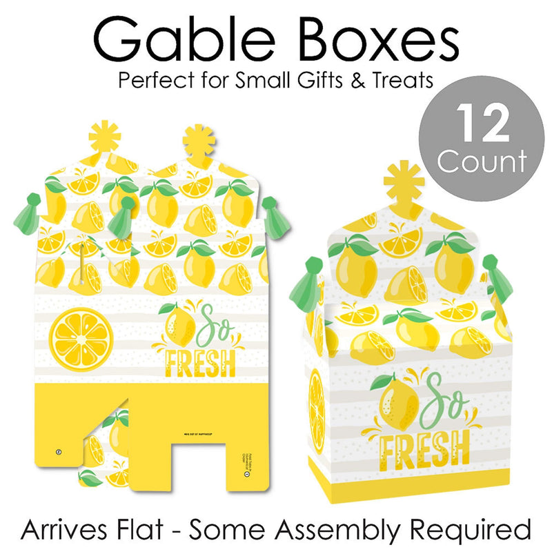 So Fresh - Lemon - Treat Box Party Favors - Citrus Lemonade Party Goodie Gable Boxes - Set of 12