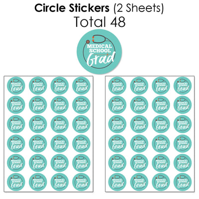 Medical School Grad - Mini Candy Bar Wrappers, Round Candy Stickers and Circle Stickers - Doctor Graduation Party Candy Favor Sticker Kit - 304 Pieces