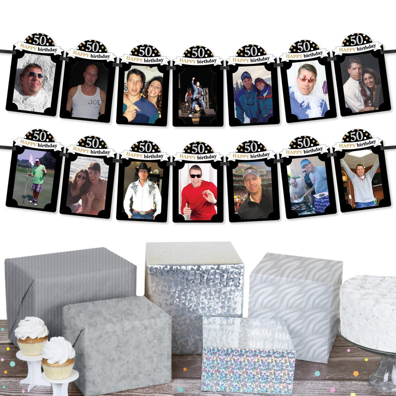 Adult 50th Birthday - Gold - DIY Birthday Party Decor - Picture Display - Photo Banner