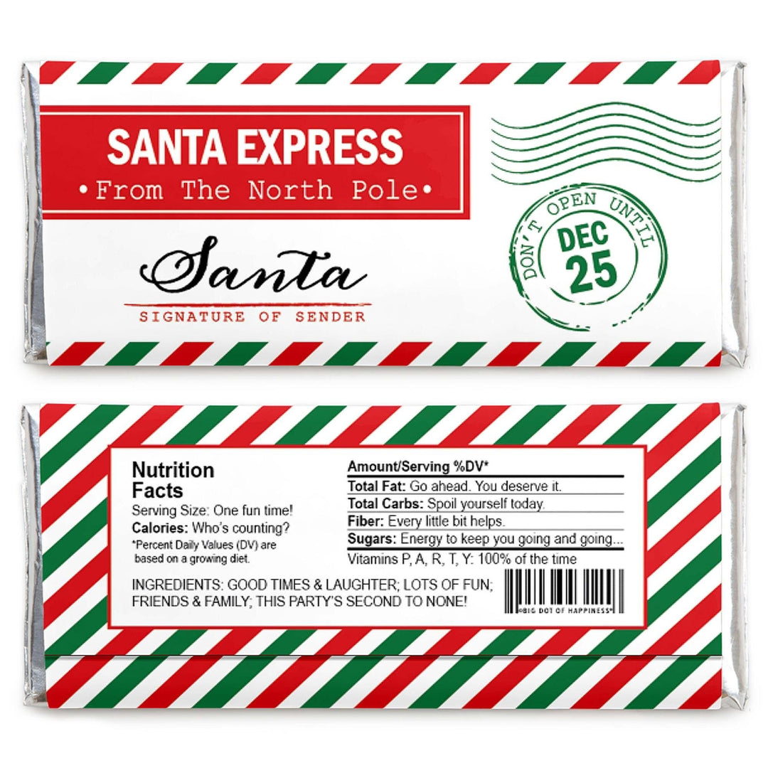 Santa's Special Delivery - Candy Bar Wrapper From Santa Claus Christmas Favors - Set of 24