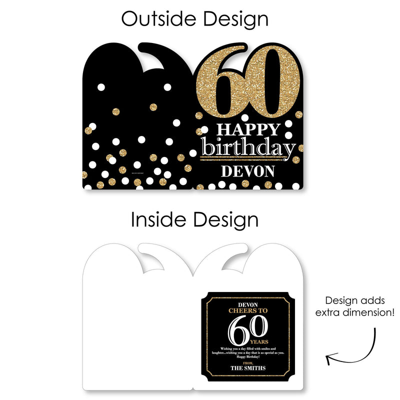 Adult 60th Birthday - Gold - Happy Birthday Giant Greeting Card - Personalized Big Shaped Jumborific Card - 16.5 x 22 inches