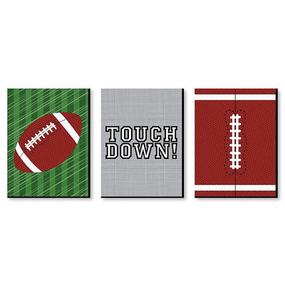 End Zone - Football - Sports Themed Nursery Wall Art, Kids Room Decor and Game Room Home Decorations - 7.5 x 10 inches - Set of 3 Prints