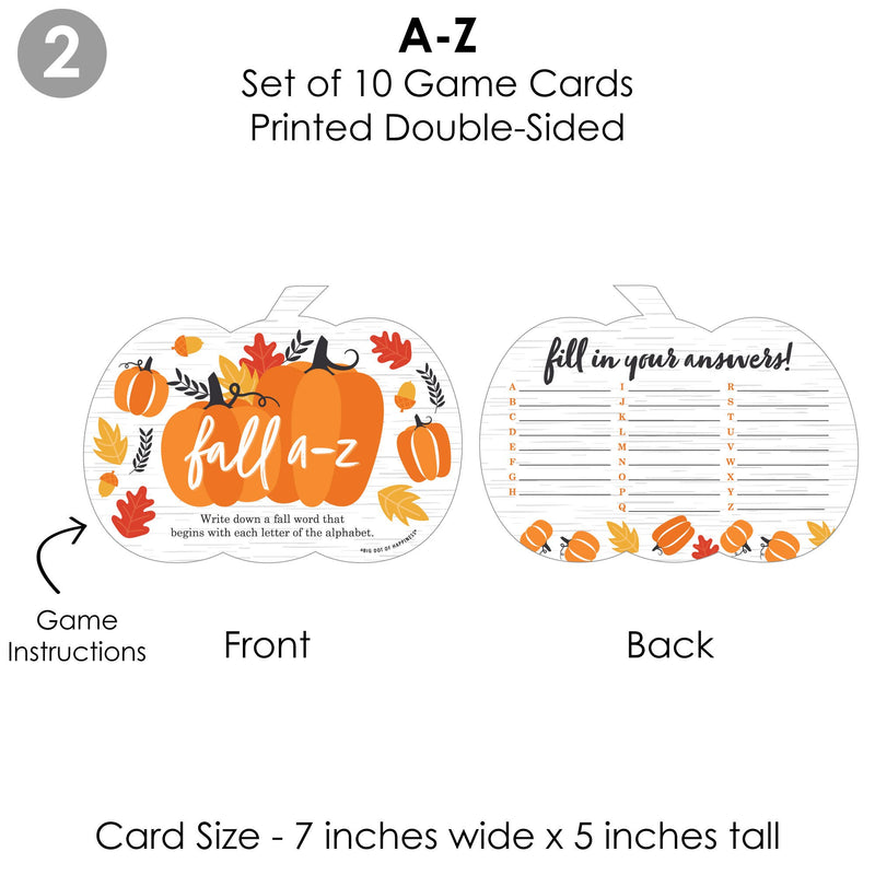 Fall Pumpkin - 4 Halloween or Thanksgiving Party Games - 10 Cards Each - Gamerific Bundle