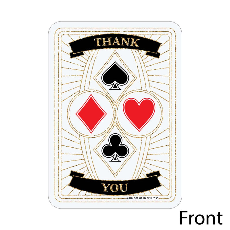 Las Vegas - Shaped Thank You Cards - Casino Party Thank You Note Cards with Envelopes - Set of 12