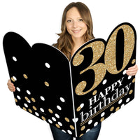 Adult 30th Birthday - Gold - Happy Birthday Giant Greeting Card - Big Shaped Jumborific Card - 16.5 x 22 inches