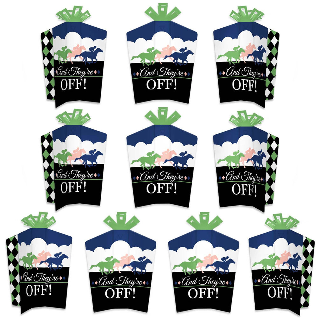 Kentucky Horse Derby - Table Decorations - Horse Race Party Fold and Flare Centerpieces - 10 Count
