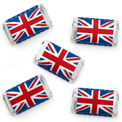 Cheerio, London - Mini Candy Bar Wrapper Stickers - British UK Party Small Favors - 40 Count