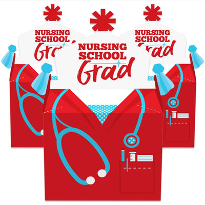 Nurse Graduation - Treat Box Party Favors - Medical Nursing Graduation Party Goodie Gable Boxes - Set of 12