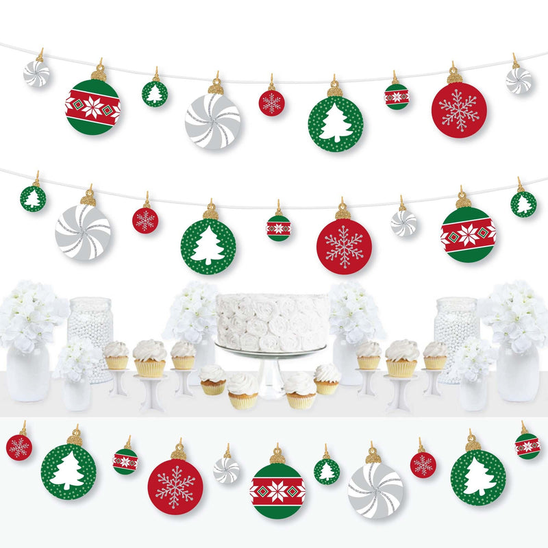 Ornaments - Holiday and Christmas Party DIY Decorations - Clothespin Garland Banner - 44 Pieces