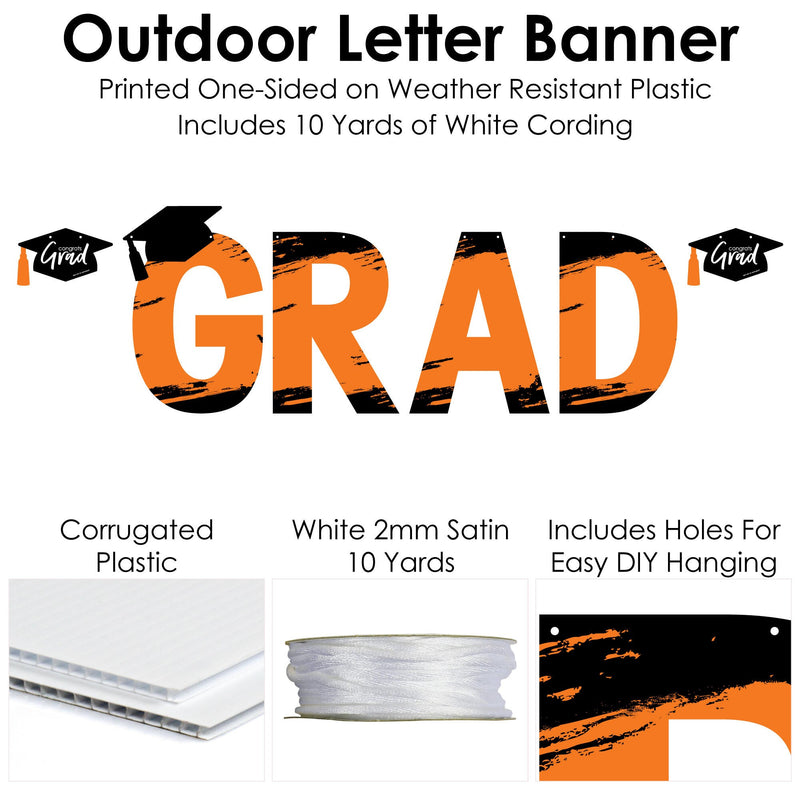 Orange Grad - Best is Yet to Come - Large Orange Graduation Party Decorations - GRAD - Outdoor Letter Banner
