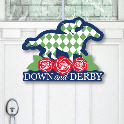 Kentucky Horse Derby - Hanging Porch Horse Race Party Outdoor Decorations - Front Door Decor - 1 Piece Sign