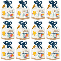 Happy Grandparents Day - Square Favor Gift Boxes - Grandma & Grandpa Party Bow Boxes - Set of 12
