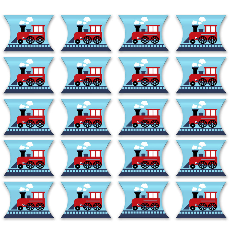 Railroad Party Crossing - Favor Gift Boxes - Steam Train Birthday Party or Baby Shower Petite Pillow Boxes - Set of 20