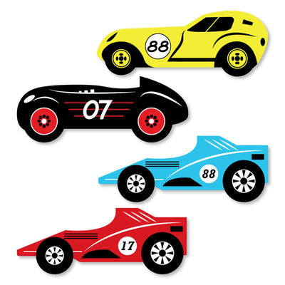 Let's Go Racing - Racecar - DIY Shaped Race Car Birthday Party or Baby Shower Cut-Outs - 24 ct
