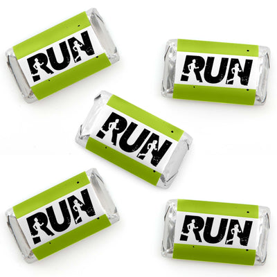 Set The Pace - Running - Mini Candy Bar Wrapper Stickers - Track, Cross Country or Marathon Party Small Favors - 40 Count