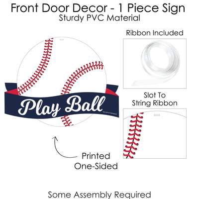 Batter Up - Baseball - Hanging Porch Baby Shower or Birthday Party Outdoor Decorations - Front Door Decor - 1 Piece Sign