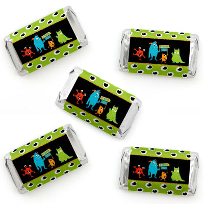Monster Bash - Mini Candy Bar Wrapper Stickers - Little Monster Birthday Party or Baby Shower Small Favors - 40 Count