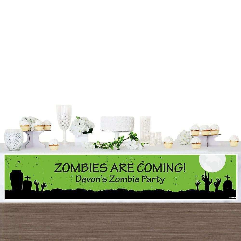 Zombie Zone - Personalized Halloween or Birthday Zombie Crawl Party Banner