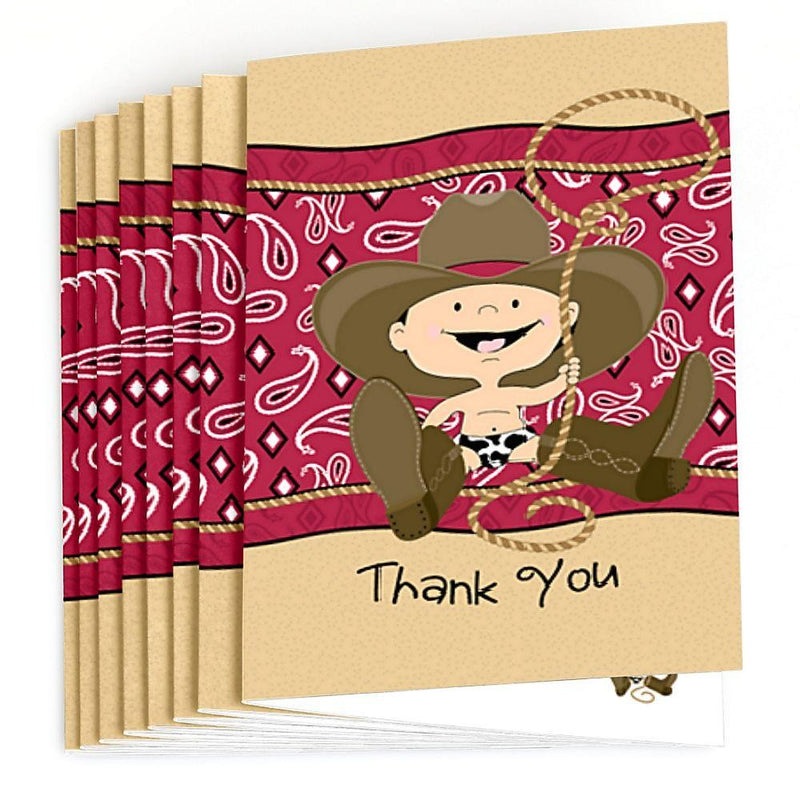 Little Cowboy - Western Baby Shower Thank You Cards - 8 ct