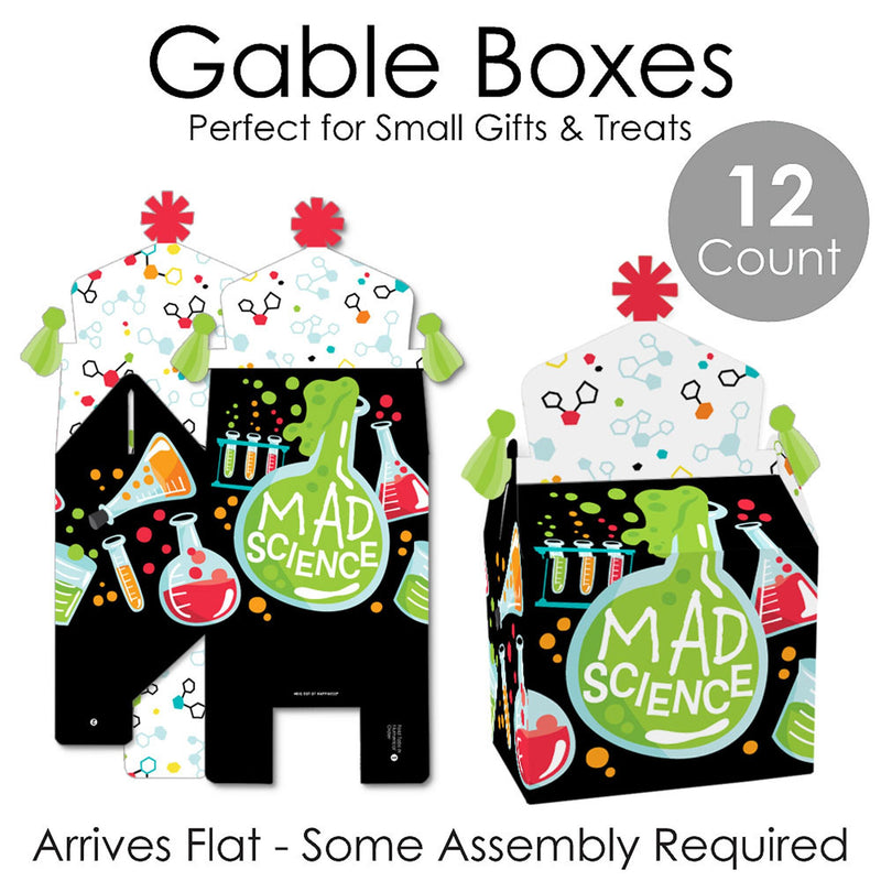 Scientist Lab - Treat Box Party Favors - Mad Science Baby Shower or Birthday Party Goodie Gable Boxes - Set of 12