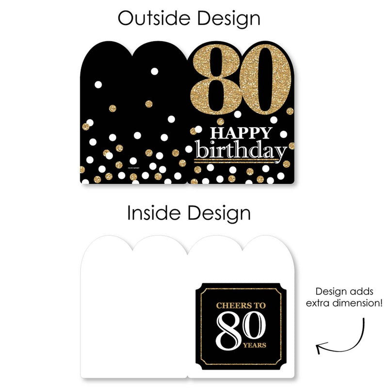 Adult 80th Birthday - Gold - Happy Birthday Giant Greeting Card - Big Shaped Jumborific Card - 16.5 x 22 inches