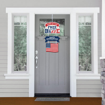 Happy Veterans Day - Hanging Porch Patriotic Outdoor Decorations - Front Door Decor - 3 Piece Sign