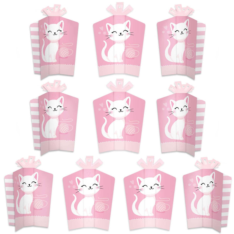 Purr-fect Kitty Cat - Table Decorations - Kitten Meow Baby Shower or Birthday Party Fold and Flare Centerpieces - 10 Count