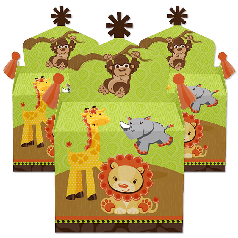 Funfari - Fun Safari Jungle - Treat Box Party Favors - Baby Shower or Birthday Party Goodie Gable Boxes - Set of 12