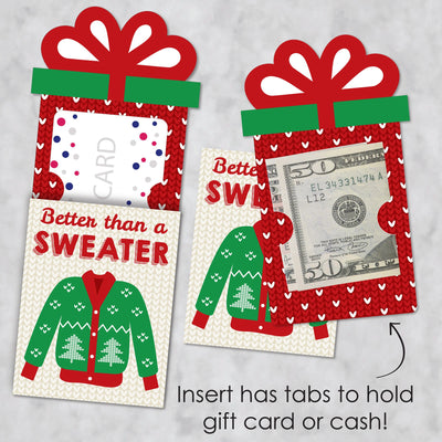 Ugly Sweater - Holiday and Christmas Party Money and Gift Card Sleeves - Nifty Gifty Card Holders - Set of 8