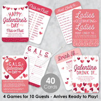 Happy Galentine's Day - 4 Valentine's Day Party Games - 10 Cards Each - Gamerific Bundle