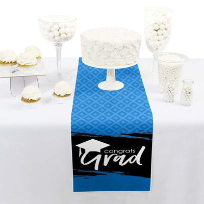 Blue Grad - Best is Yet to Come - Petite Graduation Party Paper Table Runner - 12" x 60"