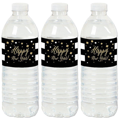 New Year's Eve - Gold - New Years Eve Party Water Bottle Sticker Labels - Set of 20