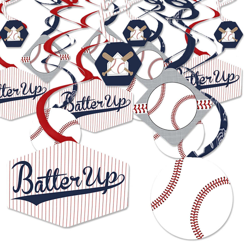 Batter Up - Baseball - Baby Shower or Birthday Party Hanging Decor - Party Decoration Swirls - Set of 40