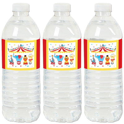 Carnival - Step Right Up Circus - Carnival Themed Water Bottle Sticker Labels - Set of 20