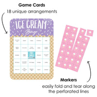 Scoop Up The Fun - Ice Cream - Bingo Cards and Markers - Sprinkles Party Bingo Game - Set of 18