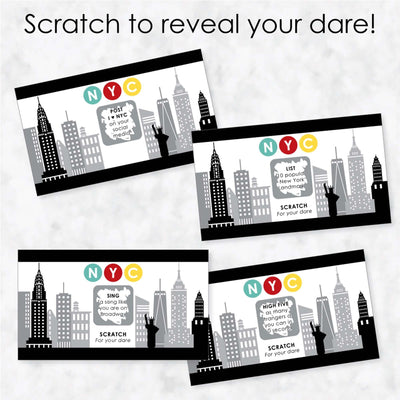 NYC Cityscape - New York City Party Game Scratch Off Dare Cards - 22 Count